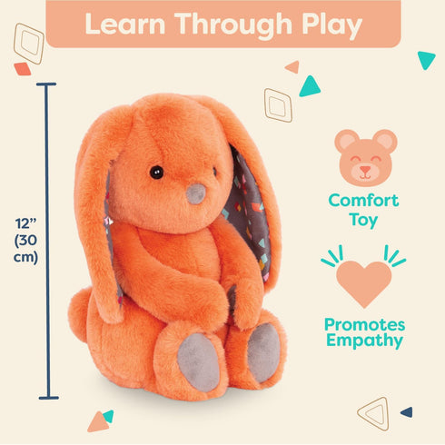B. toys 12-Inch Plush Bunny - Super Soft Stuffed Animal, Washable Rabbit Toy for Babies, Toddlers, Kids - Coral Cutie