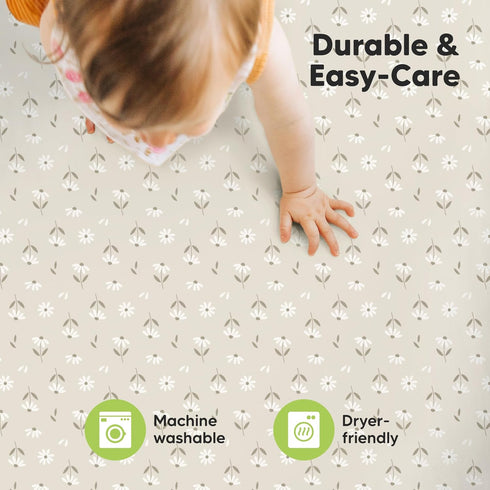 2-Pack 38x26 Pack Pack Mini Crib Sheets Fitted - N Play Sheets for and Play Mattress, Organic Cotton, Soft & Breathable