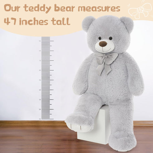 Tezituor Big Teddy Bear 4 Feet, Soft Giant Stuffed Animal Life Size 47 Inch Plush Bear Toy for Valentine's Day Gift