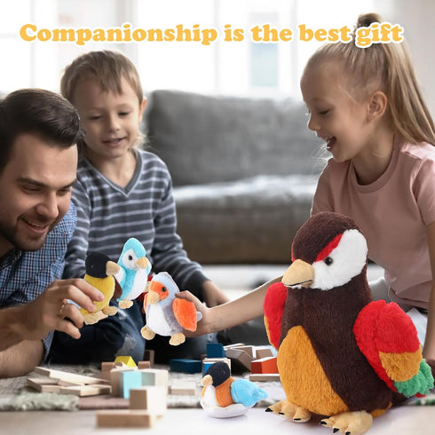 7 Pcs Birds Toys Plush Stuffed Animal Bird Set, Cute Birds, Egg, Nest Toy Gifts for Kids, Creative Play Birthday Favors