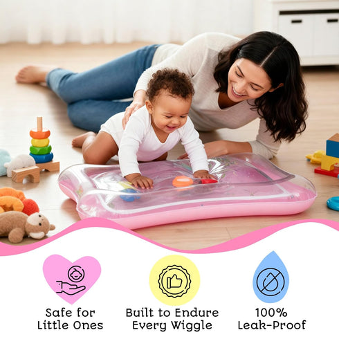 Tummy Tummy 100% 3-12 Time Water Mat Inflatable Water Play Pad for Babies - Sensory Time Mat for Floor Play - BPA-Free