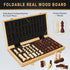 Set 15" 2 Sets Set Magnetic Wooden Chess for Adults Kids, Folding Chess Boards with Extra Queens, Portable Travel Chess