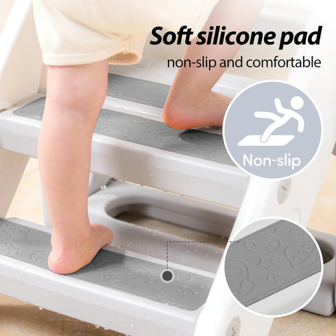 Mloong Counter Kids Step Stool Foldable for Bathroom Sink, Easy Folding Non-Slip Bathroom Stool Toilet Potty Training