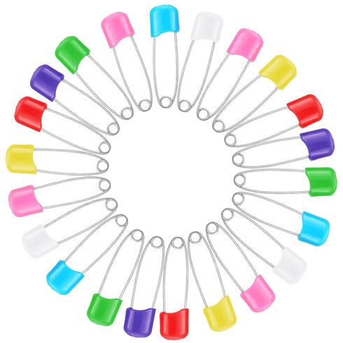 Yolev 100 (7 Pcs Diaper Pins Baby Safety Pins Plastic Head Baby Diaper Pins for Cloth Diapers with Safe Locking Colors)