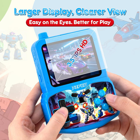 VOLGUARD II 220 3.5'' 4 5 6 7 8-Blue-Robot-Themed Handheld Game Console for Kids, Preloaded Retro Games, HD IPS Screen