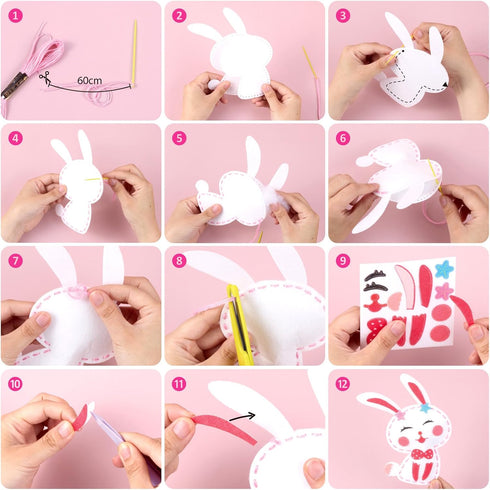10 5-8 8-12 Funtopia Sewing Kit for Kids, Easy DIY Projects of Stuffed Animal with Guiding Book, Beginners Sewing Toys