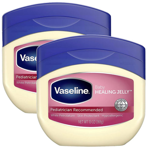 Vaseline 100% Pure Petroleum Jelly Baby, Dermatologist Recommended, Hypoallergenic Skin Protectant, 2 Pack - 13 oz each