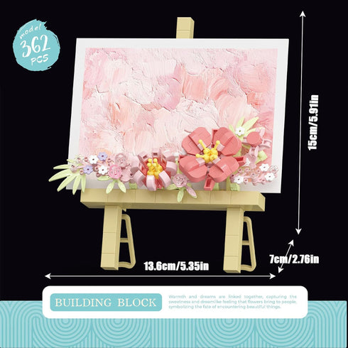 Vilbocr SetBlock 362Pcs) Mini Flower Building Bouquet Easel for Desk Decorations and Message Stickers.Flower Building