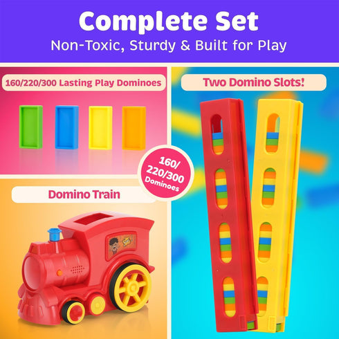 Set (300, 220,160 Atlasonix Domino Train | Domino Train for Kids | Dominos for Kids - Automatic Domino Laying Toy