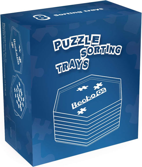 Becko US Stackable Puzzle Sorting Trays - Jigsaw Puzzle Sorters with Lid for Puzzles Up to 1500 Pieces, 8 Hexagonal