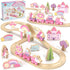Lehoo Castle Wooden Train Set - Unicorn Train Set for Toddlers 2-4,