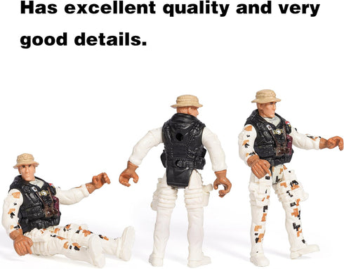 Army Toys Playset with 12 Realistic Army Men Action Figures and Accessories, Military Toy Soldiers for Boys and Girls
