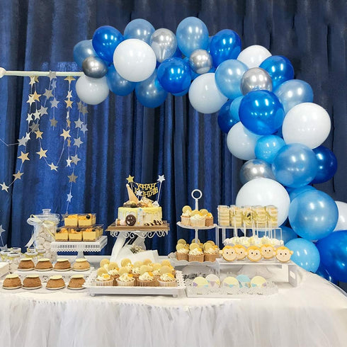 16ft Blue White and Silver Balloon Garland Arch Kit - 117 Balloons for Birthdays, Weddings, Baby Showers