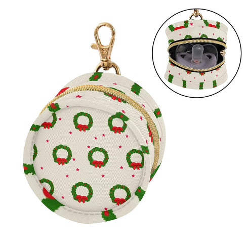 Christmas Decoration Round Pacifier Storage Case with Zipper, Portable Pacifier Case for Travel, Diaper Bag & Purse