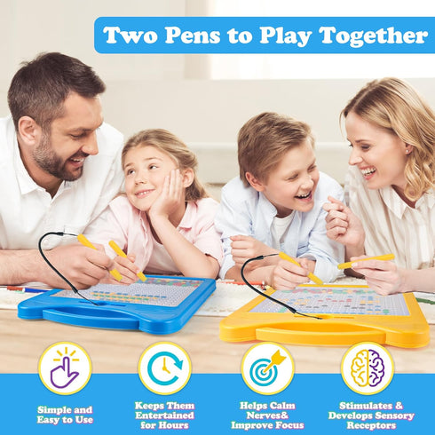 Magnetic Drawing Board for Kids - Toddler Magnet Doodle Board with Beads and 2 Pens, Airplane Car Travel Activities