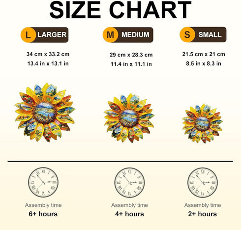 245 13.4 13.1in Wooden Sunflower Puzzles Adults, Flower Shaped Wood Puzzle Pieces, Oil Painting Puzzles, Christmas