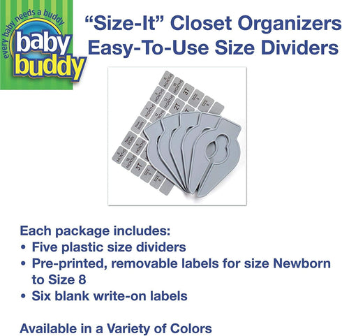 Baby Buddy Closet Organizers, Set of 5, White, Newborn Essential to Easily Divide Baby Clothes from Newborn to Size 8