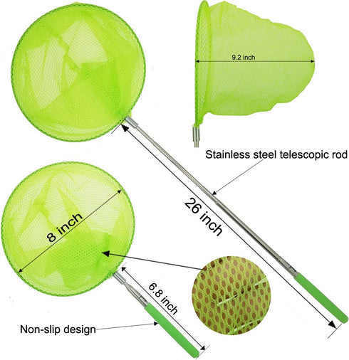 #1 M-jump 3 Pack Colored Telescopic Butterfly Nets, Great for Catching Insects, Extendable from 6.8" to 34"