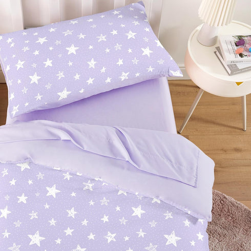 Set 4 Set Wake In Cloud - Toddler Bedding for Boys Girls, Cute Star Polka Dot, Pieces Soft Crib Bed Including