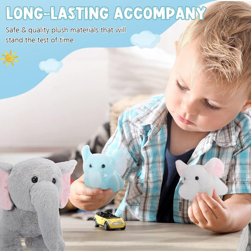 5 Mommy 4 Set Skylety Pcs Plush Elephant Stuffed Animals with Babies, Elephant with Plush Baby Soft Elephants Animals