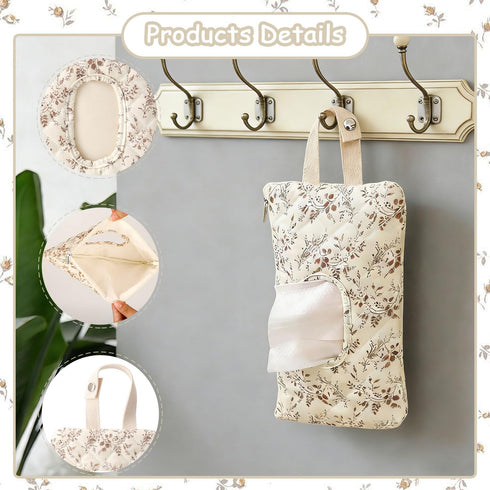 Generic Mommy Baby Wipe Holder, Floral Quilted Dispenser Pouch Portable Bag for Travel Stroller Daily Casual (Beige)