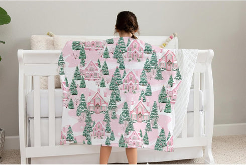 SqtmuHLuo 60x80inch Pink Christmas Tree Baby Blanket for Boys Girls Gender Christmas Tree Holiday Neutral Newborn