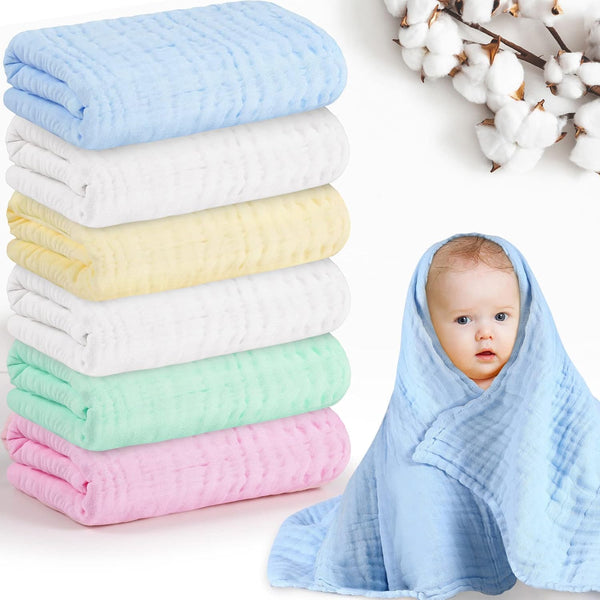 Chumia 6 Pack Baby Muslin Bath Towels Set Large 43.3x43.3 Inch 6