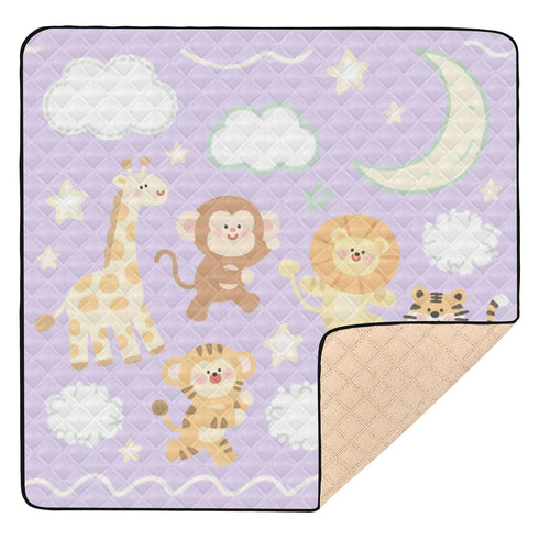 siphylline Funny Giraffe Monkey Purple Lilac Soft Padded Baby Gym & Activity Mat