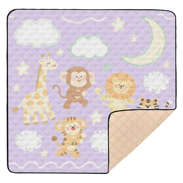 siphylline Funny Giraffe Monkey Purple Lilac Soft Padded Baby Gym & Activity Mat
