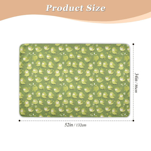 siphylline 52" 34" Green Cute Birds Extra Large Resuable Potty Training Pad Soft Absorbent Diaper Changing Pad