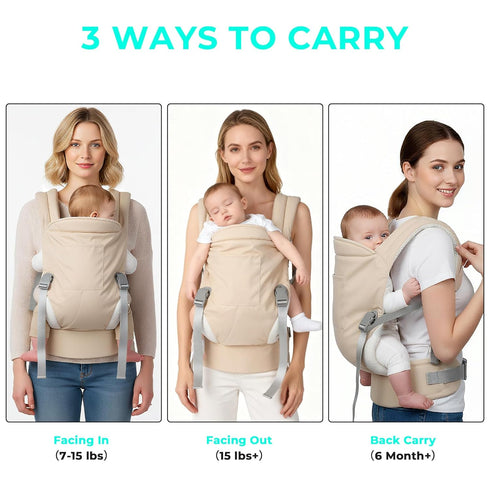 3 Backpack (7-35lbs) CycleMore Baby Carrier Newborn to Toddler - Soft Structured Carrier with Hip Healthy Design, Carry