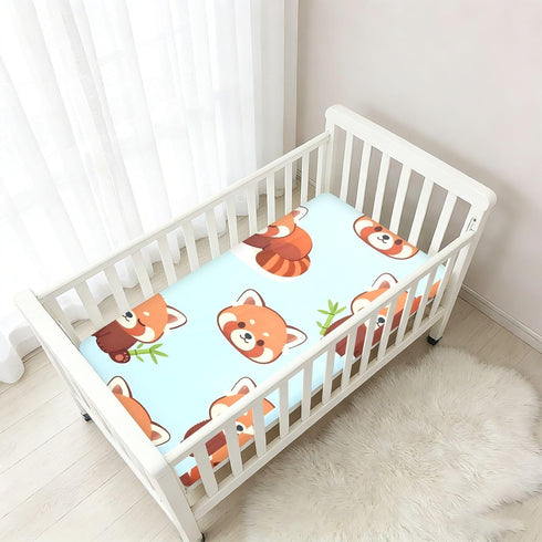 CZXW 52" 28" Red Panda Cartoon Crib Sheets Fitted x Natural Cotton Soft & Breathable for Baby Crib Mattress