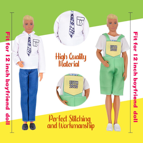 EuTengHao 44Pcs Doll Clothes for 12 Inch Boy Dolls, 27 Different Shirts & Accessories, Basketball, Skateboard Style
