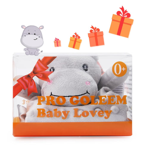 Pro Goleem Hippo Loveys for Babies, Soft Security Blanket Snuggle Toy for Newborn Boys and Girls, 16 Inch