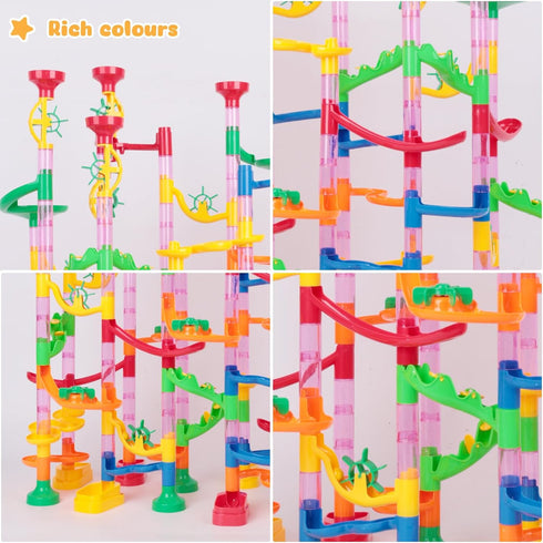 LovesTown 133PCS Marble Run Set, Educational Toy for Kids, Construction Building Blocks for 2-4 Players