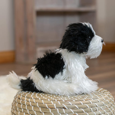 DEMDACO Sitting Small Havanese Dog Plush Stuffed Animal - Black and White