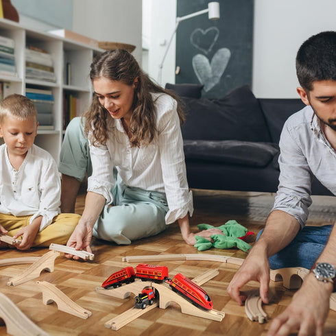 2 Pack Set Mototo Wooden Train Track Bridge Wooden Train Accessories Wood Track Bridge Collection Wood Railroad Pieces