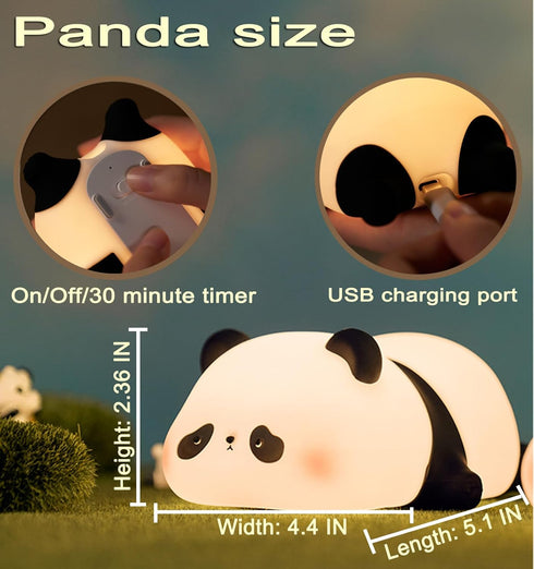 Dimmable HAPPYBAG Panda Gifts, Cute Rechargeable Panda Lamp for Kids Room, Silicone Touch Night Light for Baby Nursery