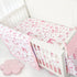 Set 4 Set Floral Crib Bedding for Girls, Pieces Pink Baby Nursery Bedding for Standard Size Crib, Including Soft