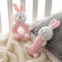 Plush Baby Soft Rattle Toys, Pink Bunny Baby Rattles for Infants Baby First Stuffed Animal Plush Rattle Shaker Set for Newborns Soft Ring Rattle Sensory Toys for Infant Boys Girls Shower Gifts, 2 PCS