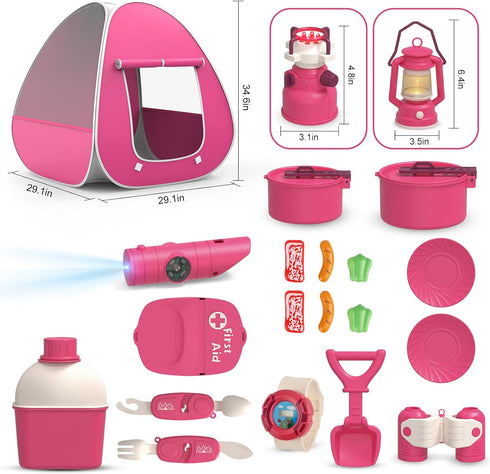 Set Set 3 4 5 6 Kids Camping with Tent - Pop Up Tent, Kids Play Tents Outdoor Toys Camping Tools Gift for Girls Age