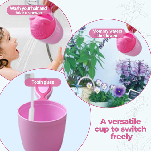 Jorzer Bath Rinser Cup for Babies, Cartoon Bear Baby Bath Rinse Cup with Handle, Multi-Use Rinsing Water Scoop