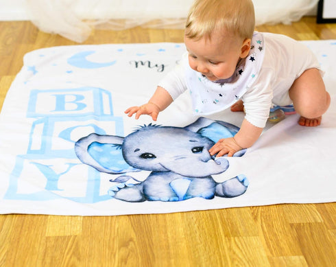 Amity Baby 2 Monthly Milestone Blanket for Boy Premium Extra Soft Fleece for Baby Shower Newborn Month Nursery Decor