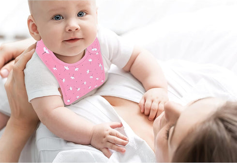 Set of 8 Organic Cotton Baby Drool Bibs - Bandana Teething Bibs for Baby, Ultra Soft, No Scratch