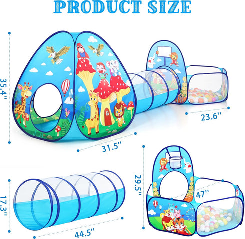 3pc Kids Play Tent with Ball Pit and Play Tunnel, Indoor Playhouse for Boys and Girls, Gift Toys for Babies (Balls NOT