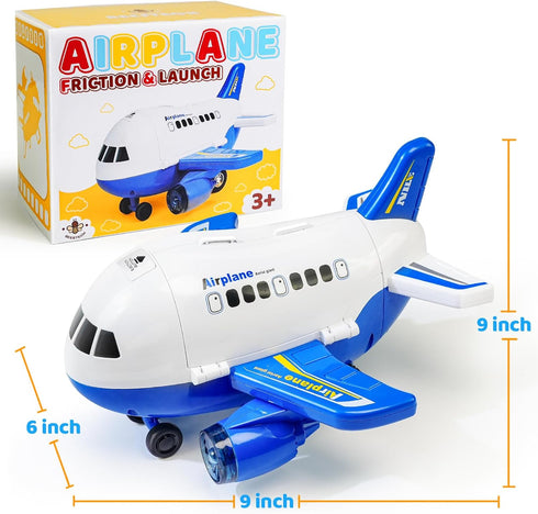 3 4 5 6 Beestech Airplane Toys with Runway and Car, Friction Powered Launcher Plane Toys for Boys Girls Kids Toddlers