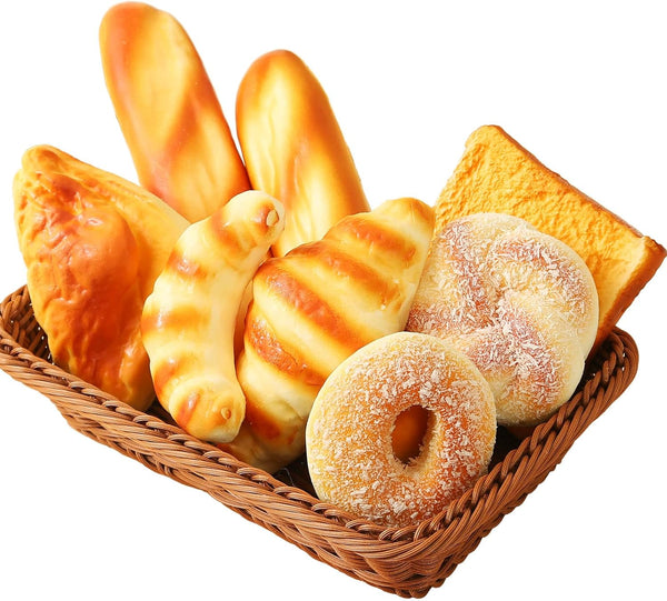 Joeabor 8pcs Artificial Bread Set, Realistic Fake Food for Display, Fake Bread for