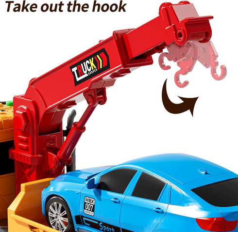 NIPLOOOW 3 4 5 6 7 Kids Toys for Years Old Boys, Tow Truck Toy,Friction Powered Transport Truck Crane Vehicle Toy