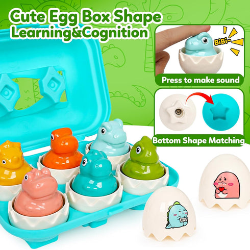 Dinosaur Matching Eggs Toys for Toddlers, Sensory Fun Educational Learning Puzzle Games for 1-3 Years Old Boys Girls