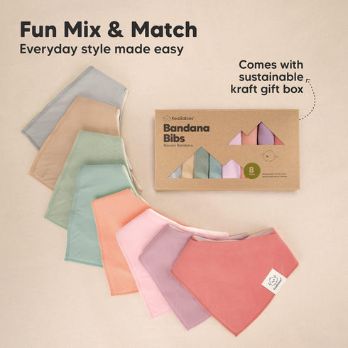 8-Pack Organic Baby Bandana Drool Bibs for Girls - Super Absorbent Soft Cotton Bandana Bibs for Infants